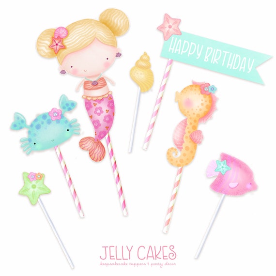 Printable Mermaid Cake Topper Mermaid Birthday Party Mermaid | Etsy
