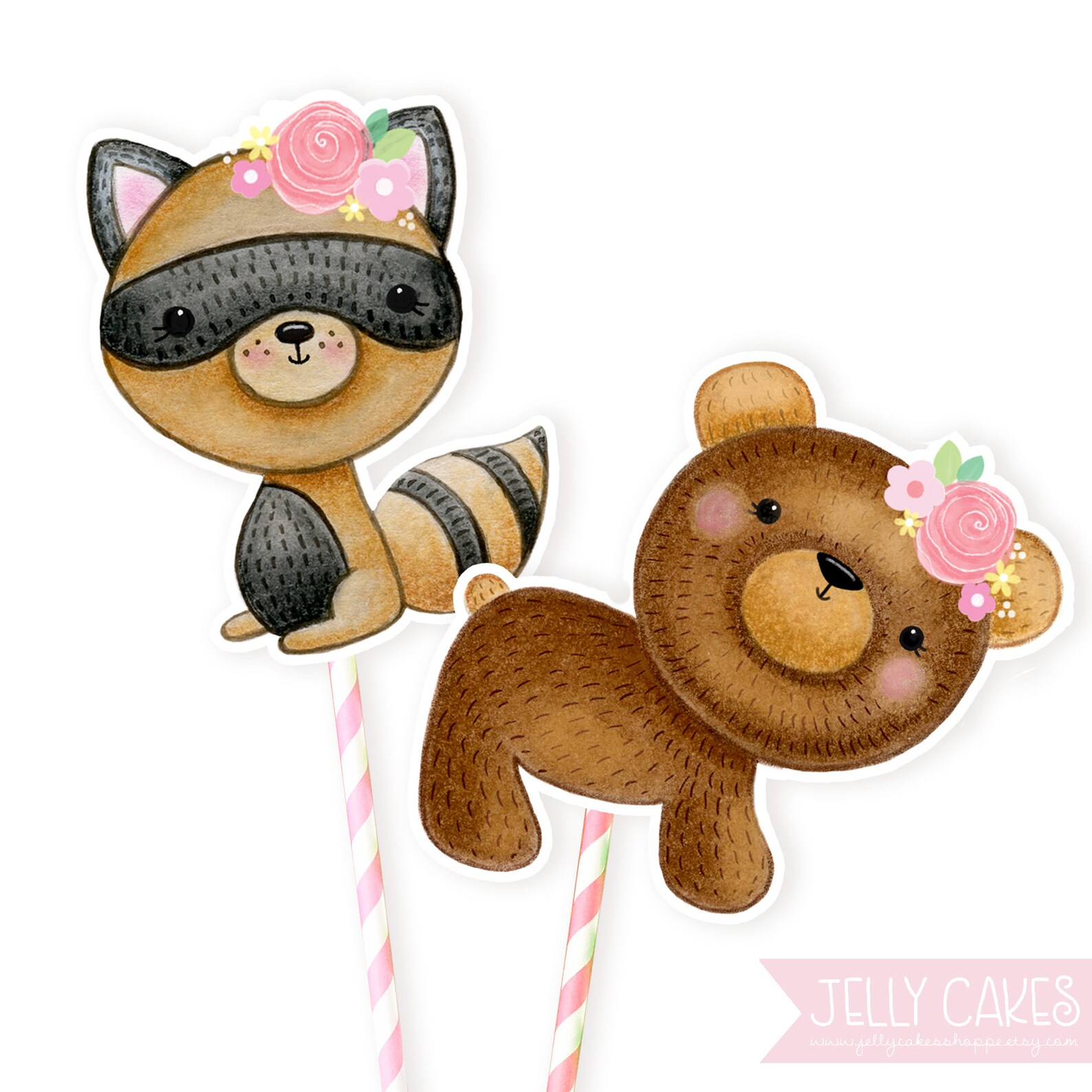 Printable Woodland Animal Cake Toppers Woodland Baby Shower Etsy