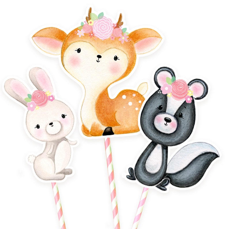 Printable Woodland Animal Cake Toppers Woodland Baby Shower Etsy