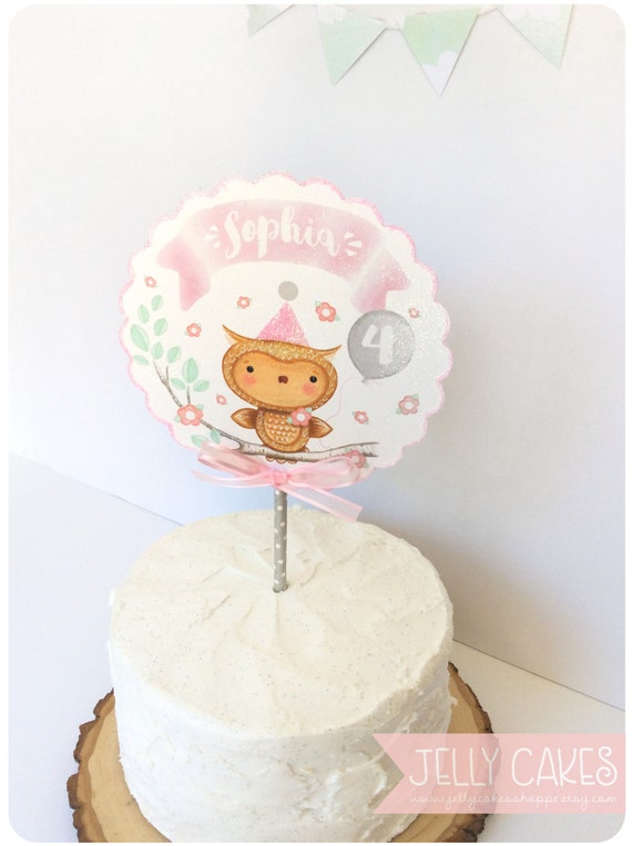 Owl Cake Topperwoodland Cake Topperbaby S 1st Birthday Etsy - roblox jelly cake