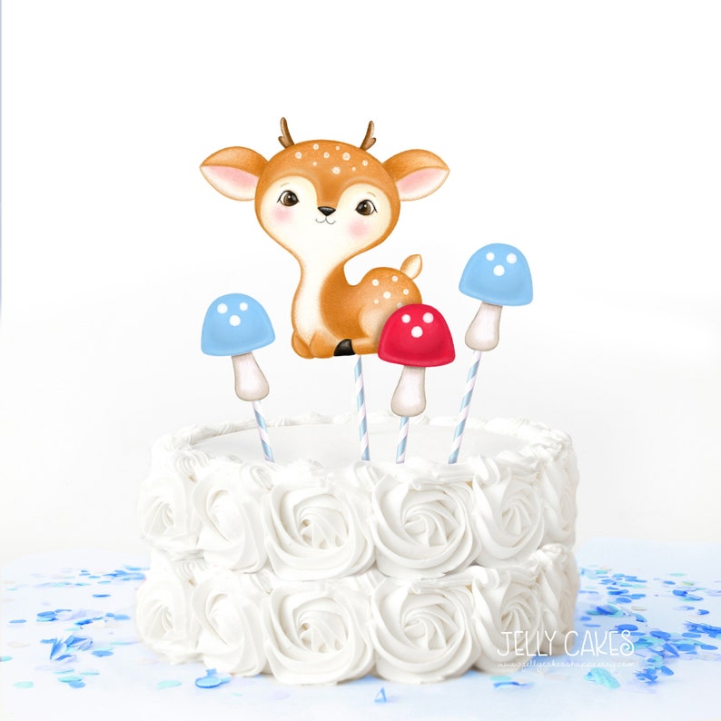 Woodland Baby Shower Printable Cake Topper Deer Cake Topper Etsy