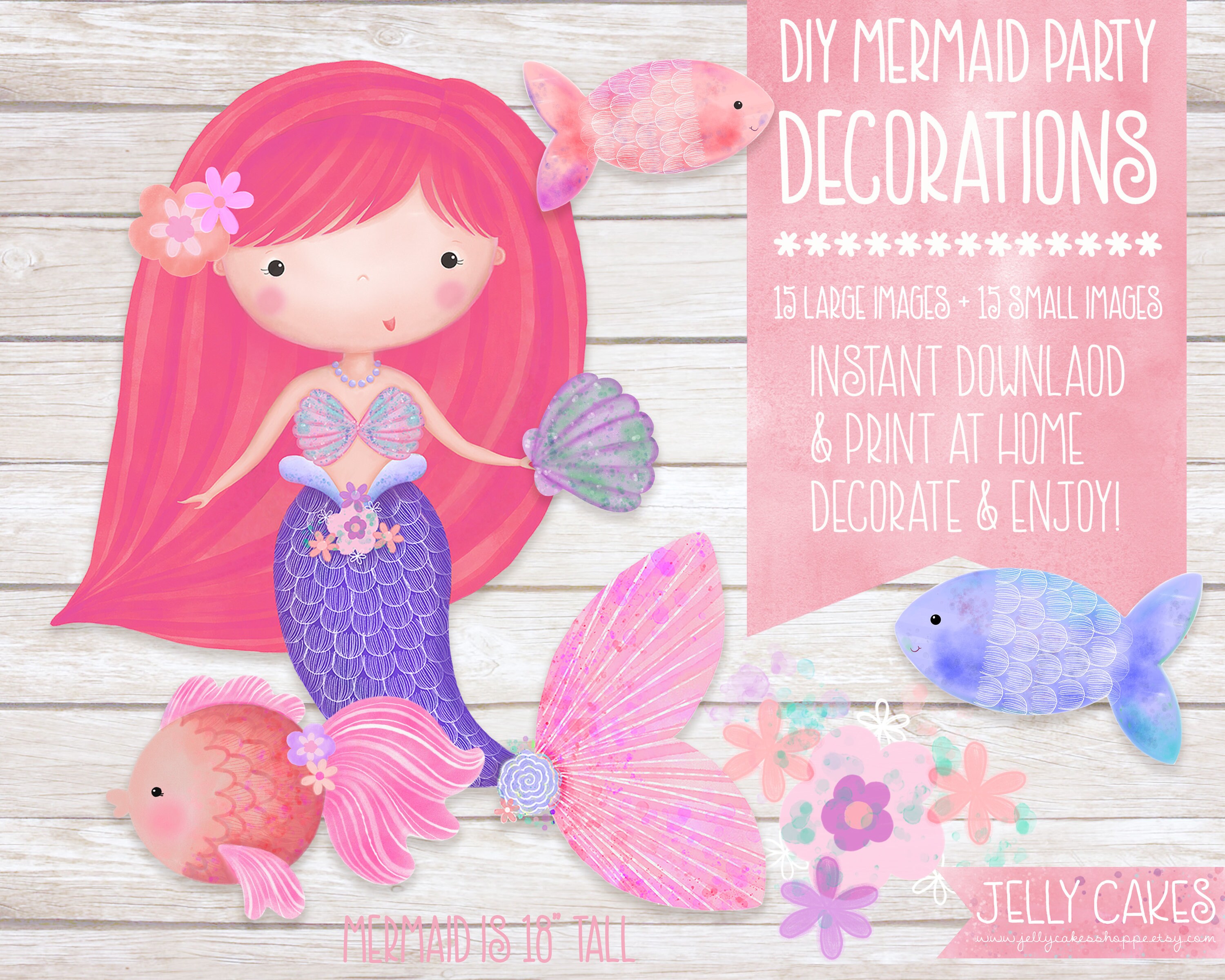 Printable Mermaid Decorations Mermaid Birthday Party Under Etsy