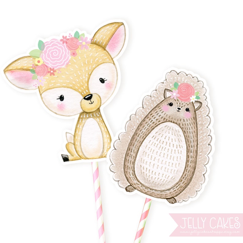 Printable Woodland Animal Cake Toppers Woodland Baby Shower Etsy
