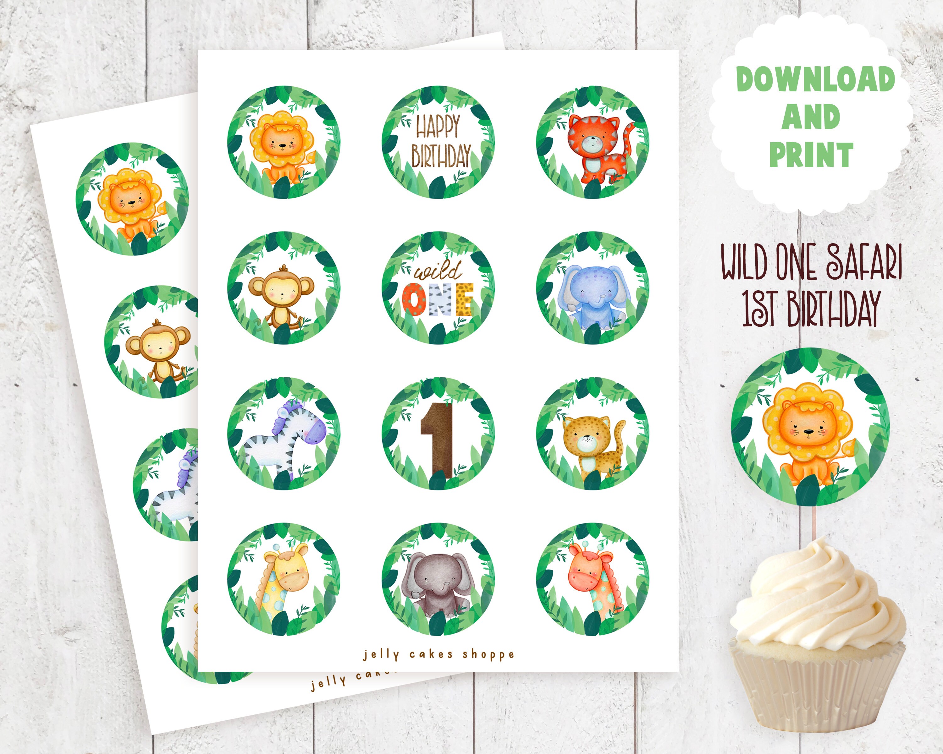 Wild One Cupcake Toppers Printable 1st Birthday Cupcake Etsy