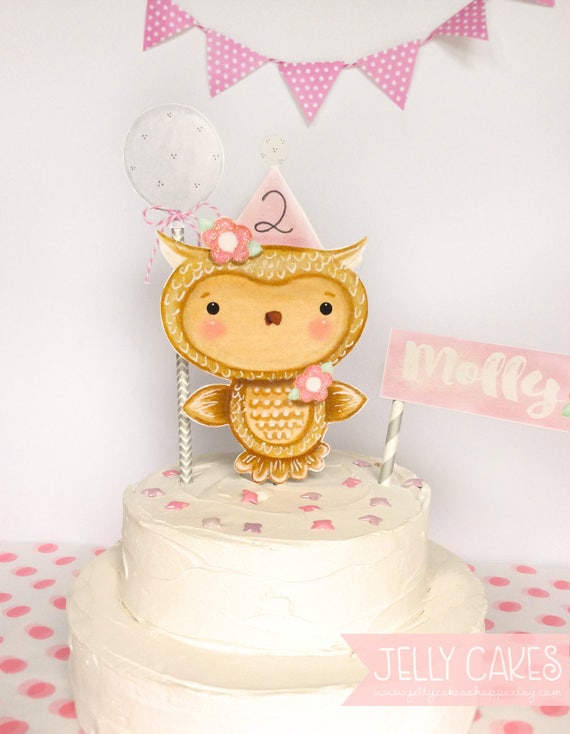 Owl Cake Topper For Girls Pink Owl Birthday Baby Shower Etsy
