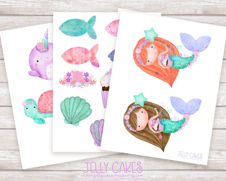 Printable Mermaid Decorations Mermaid Birthday Party Mermaid Etsy