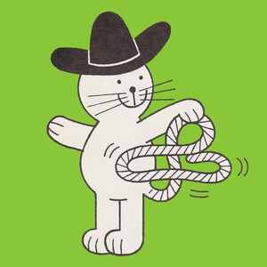 Cowboy kat kaart / cartoon / grappig / kids verjaardag / elke gelegenheid / cat lover