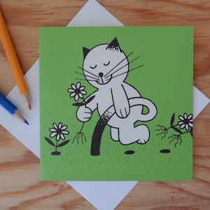 Carte de chat / cartoon / mère de jour / drôle / jardinage / anniversaire / retraite / de n'importe quelle occasion / cat lover