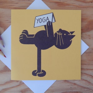 Cat card/ cartoon/ yoga/ birthday/ fitness/ any occasion/ cat lover