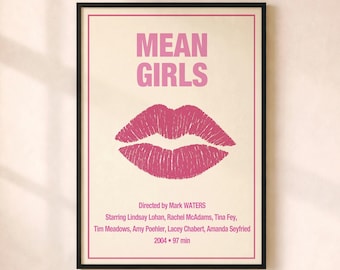Mean Girls Minimalist Movie Poster – Cult Teen Film Art Print – Giclée Cinema Wall Decor
