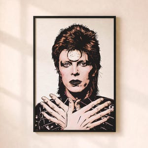 David Bowie, wydruk portretowy – Ziggy Stardust – ikona muzyki, wydruk giclée, sztuka ścienna