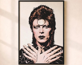 Portrait de David Bowie - Ziggy Stardust - Impression giclée - Icône de la musique