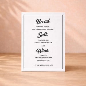 Spruch Brot Salz Wein Einweihungskarte - It’s A Wonderful Life New Home Grußkarte