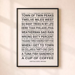 Twin Peaks Quote Art Print – Dale Cooper Typography Poster