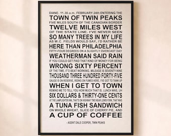 Twin Peaks Quote Art Print – Dale Cooper Typography Poster