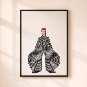 David Bowie Ziggy Stardust Jumpsuit Art Print – Glam Rock Giclée Wall Art