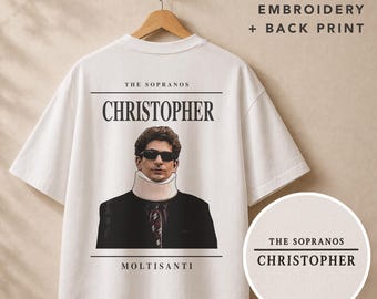 Christopher Moltisanti Embroidered Graphic T-Shirt – The Sopranos Inspired Premium Organic Cotton Oversized Boxy Printed Tee