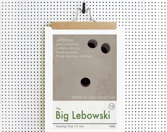 THE BIG LEBOWSKI Inspired Film Movie Poster Print, Art Print - The Coen Brothers - Minimalist, Indie, Vintage Style, Retro Home