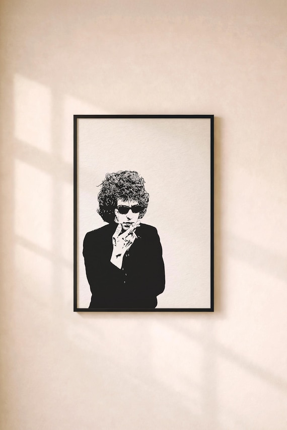 Bob Dylan Art Print - Minimalist Black & White Hand-drawn Music