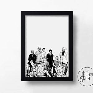 THE ROYAL TENENBAUMS - Wes Anderson - Family Portrait - Hand-Drawn Film Art Print/ Movie Poster