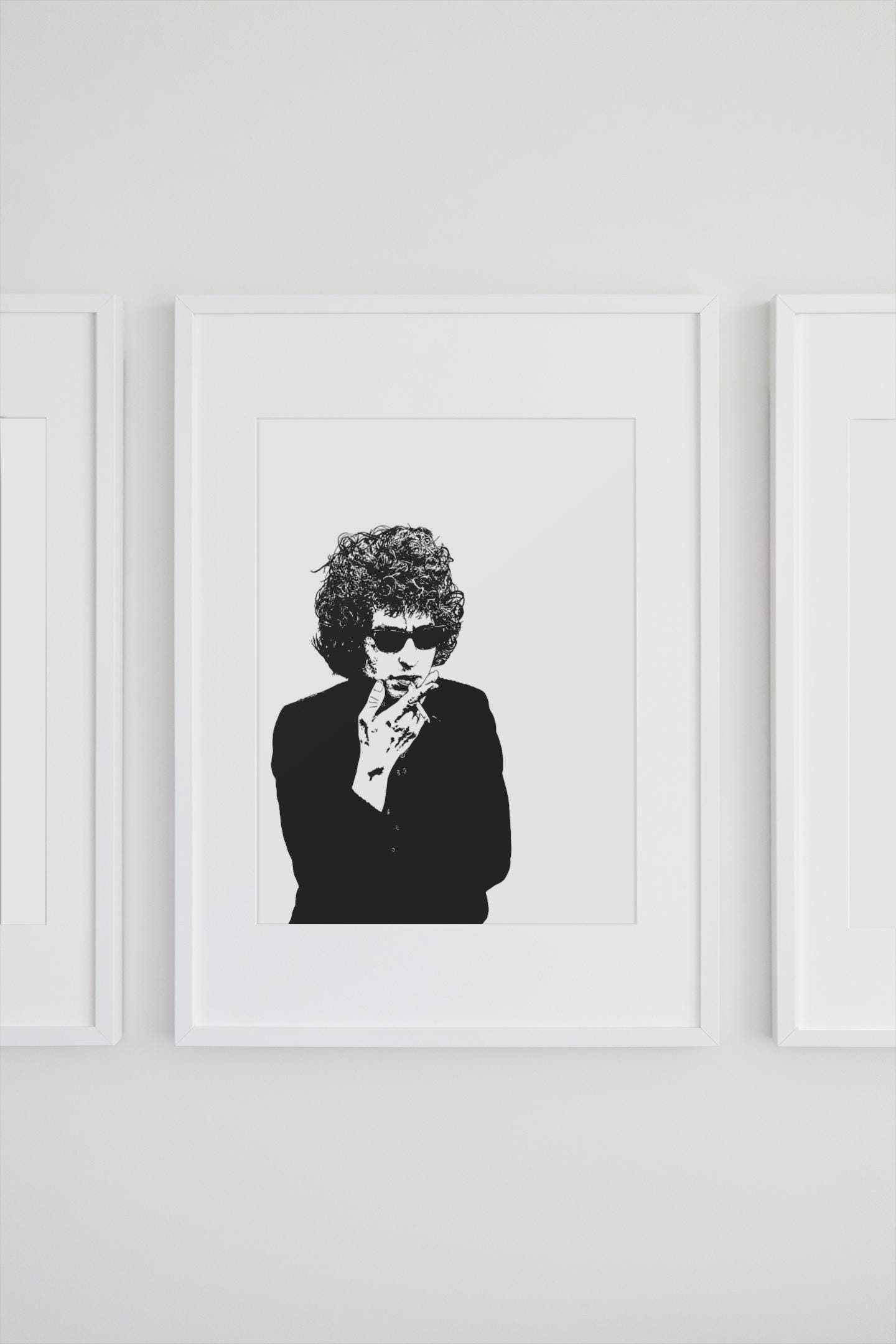 Bob Dylan Art Print: Minimalist Black & White Hand-drawn Music