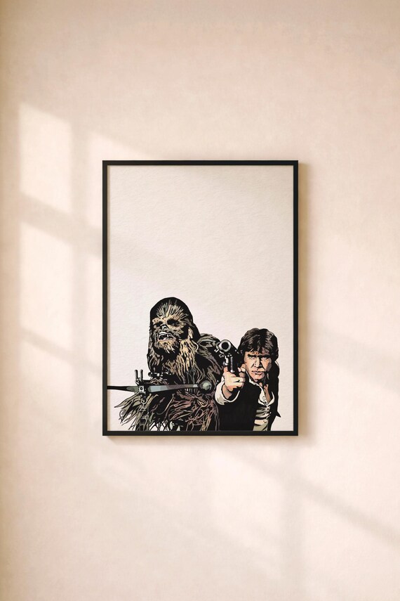 スター・ウォーズ - ハン・ソロとチューバッカの肖像 - 手描きの映画 
