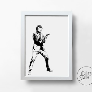 DIRTY HARRY - Clint Eastwood - Black And White - Hand-Drawn Film Art Print/ Movie Poster