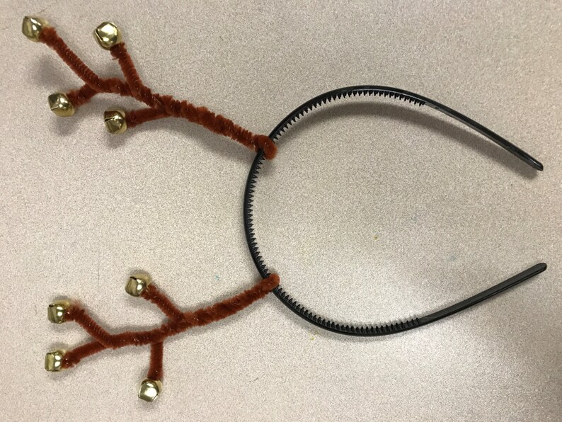 Handmade Reindeer Antler Headband with Jingle Bells