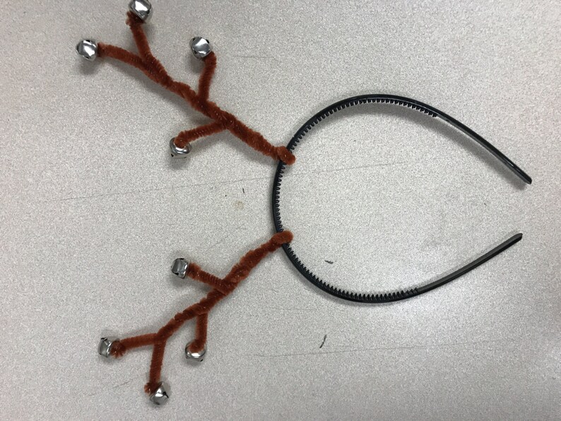 Handmade Reindeer Antler Headband with Jingle Bells