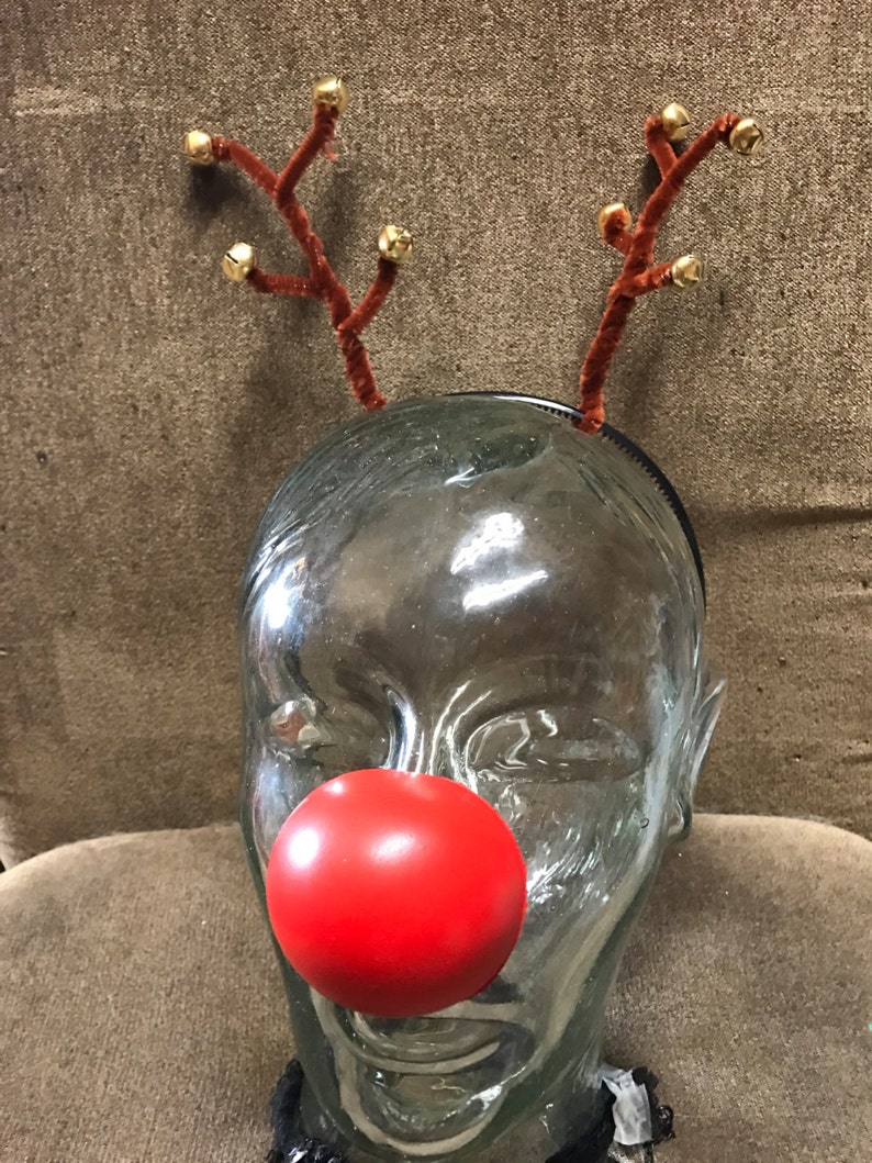 Handmade Reindeer Antler Headband with Jingle Bells