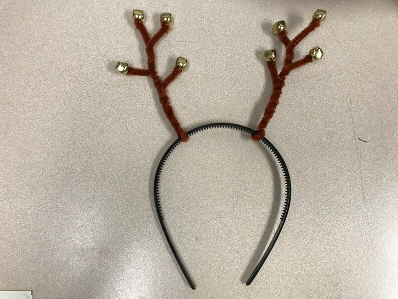 Handmade Reindeer Antler Headband with Jingle Bells