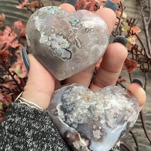 Black Flower Agate Heart, Black Flower Agate, Qty. 1