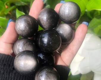 Silver Sheen Obsidian, Silver Sheen Sphere, Silver Sheen Obsidian Sphere, Qty. 1 SMALL SPHERE