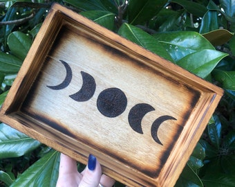 Moon Phase Tray, Wood Tray, Crystal Tray, MOON