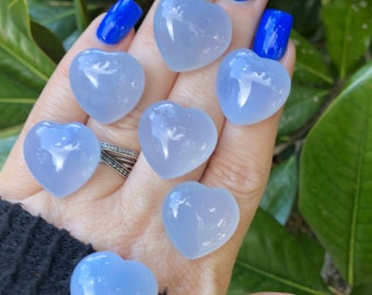 Blue Chalcedony Heart, Blue Chalcedony, Qty. 1 SMALL Heart