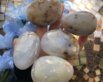 Blue Chalcedony Palm Stone, Blue Chalcedony, Qty. 1 Chunky Palm