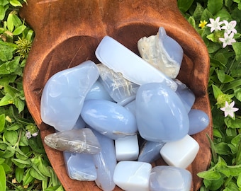 Blue Chalcedony Tumble, Blue Chalcedony, Qty. 1 Small Tumble
