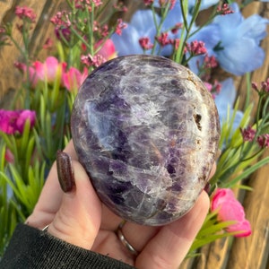 Chevron Amethyst Palm Stone, Chevron Amethyst, Chunky Palmstone