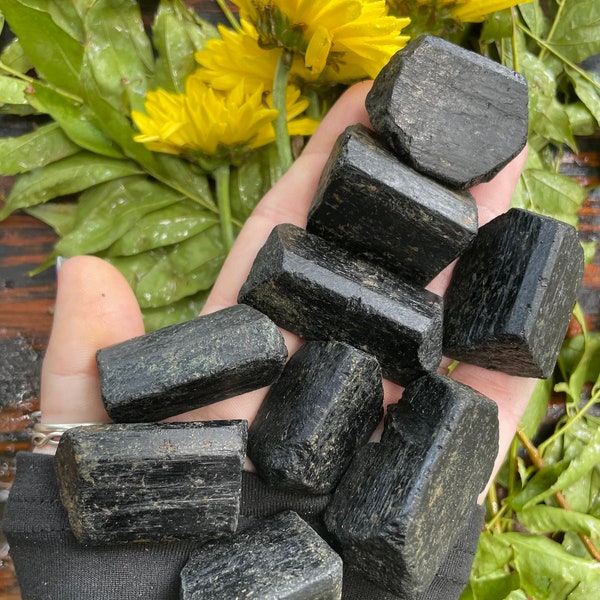 Black Tourmaline, Rough Stones - Grounding and Protection - Black Tourmaline Chunk, Qty. 1