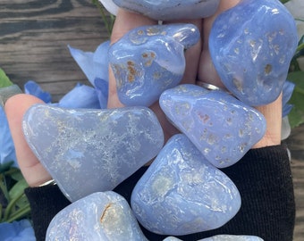 Blue Chalcedony Tumble, Blue Chalcedony, Qty. 1 Tumble