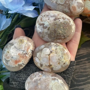 Flower Agate Palm Stone, Flower Agate, Qty. 1