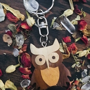 Owl Keychain, Wood Owl Keychain, Owl Lover Gift, Keychain Collection, Keychain Lover, Owl Gift, Owl, Key Chain