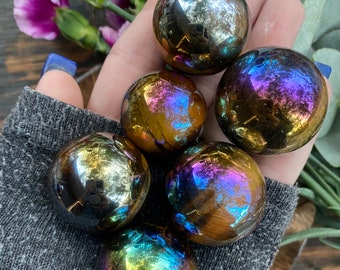 AURA Tigers Eye, Tiger’s Eye Sphere, Qty. 1, ENHANCED.