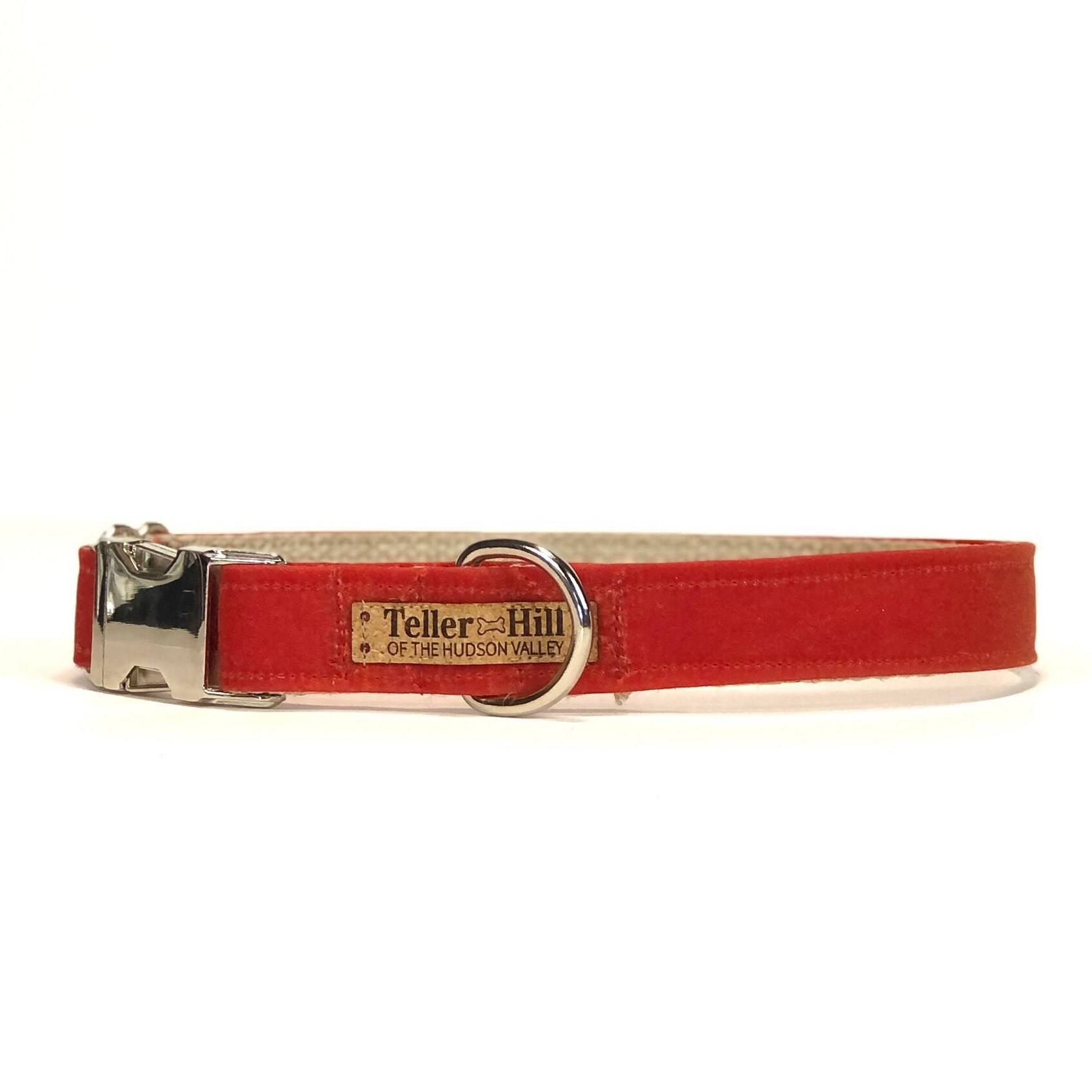 Red Waxed Canvas Dog Collar Flat Dog Collar Male Dog Etsy