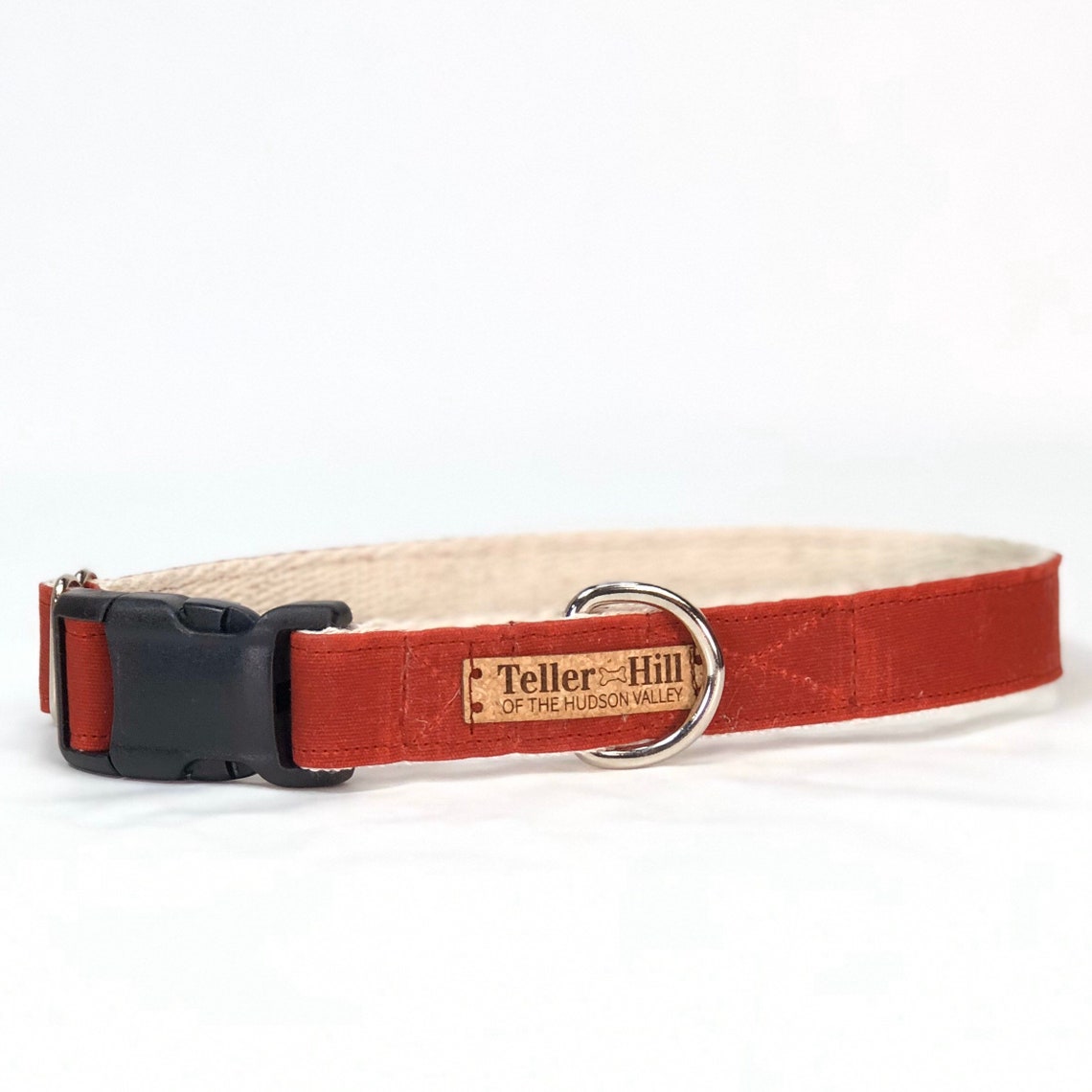 Red Waxed Canvas Dog Collar Flat Dog Collar Male Dog Etsy