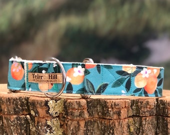 Orange blossom Tropical Martingale Dog Collar, floral dog collar, Hemp Dog Collar, Summer collar, Eco Friendly, Strong Dog Collar, Florida