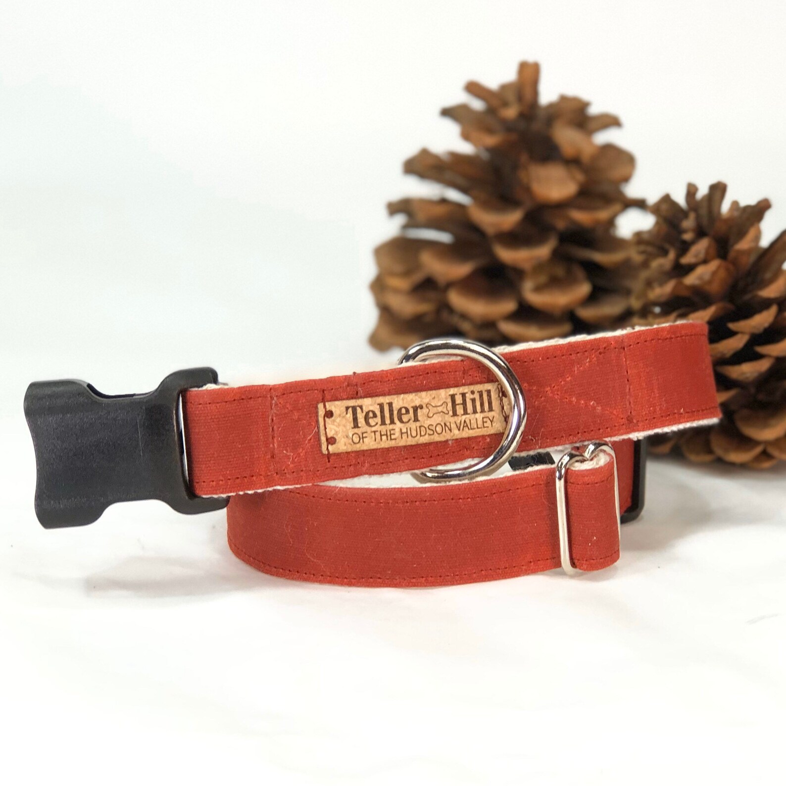 Red Waxed Canvas Dog Collar Flat Dog Collar Male Dog Etsy