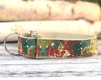 Colorful martingale dog collar, Fall Dog Collar, Marbled dog collar, Hemp dog collar, Vegan dog collar, fall vibes, Martingale collar