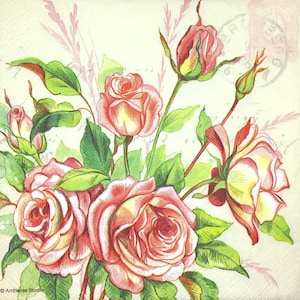 M302# 3 stuks enkele papieren servetten voor decoupage, tissue, geschilderde roodroze rozenbloemen