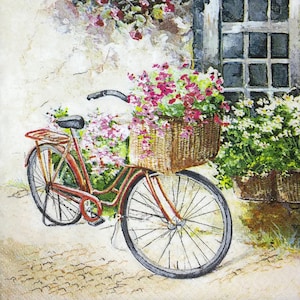M266 # 3 Stück einzelne Papierservietten für Decoupage, Papiertaschentuch Handwerk Fahrrad Fahrrad